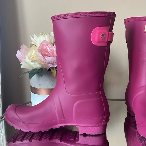 Hunter Original Short Boot Pink Rain Boots - Picture 6 of 9
